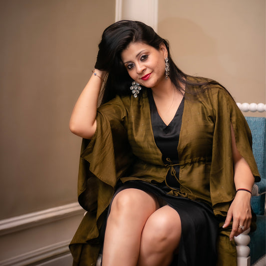 High low dress with cape