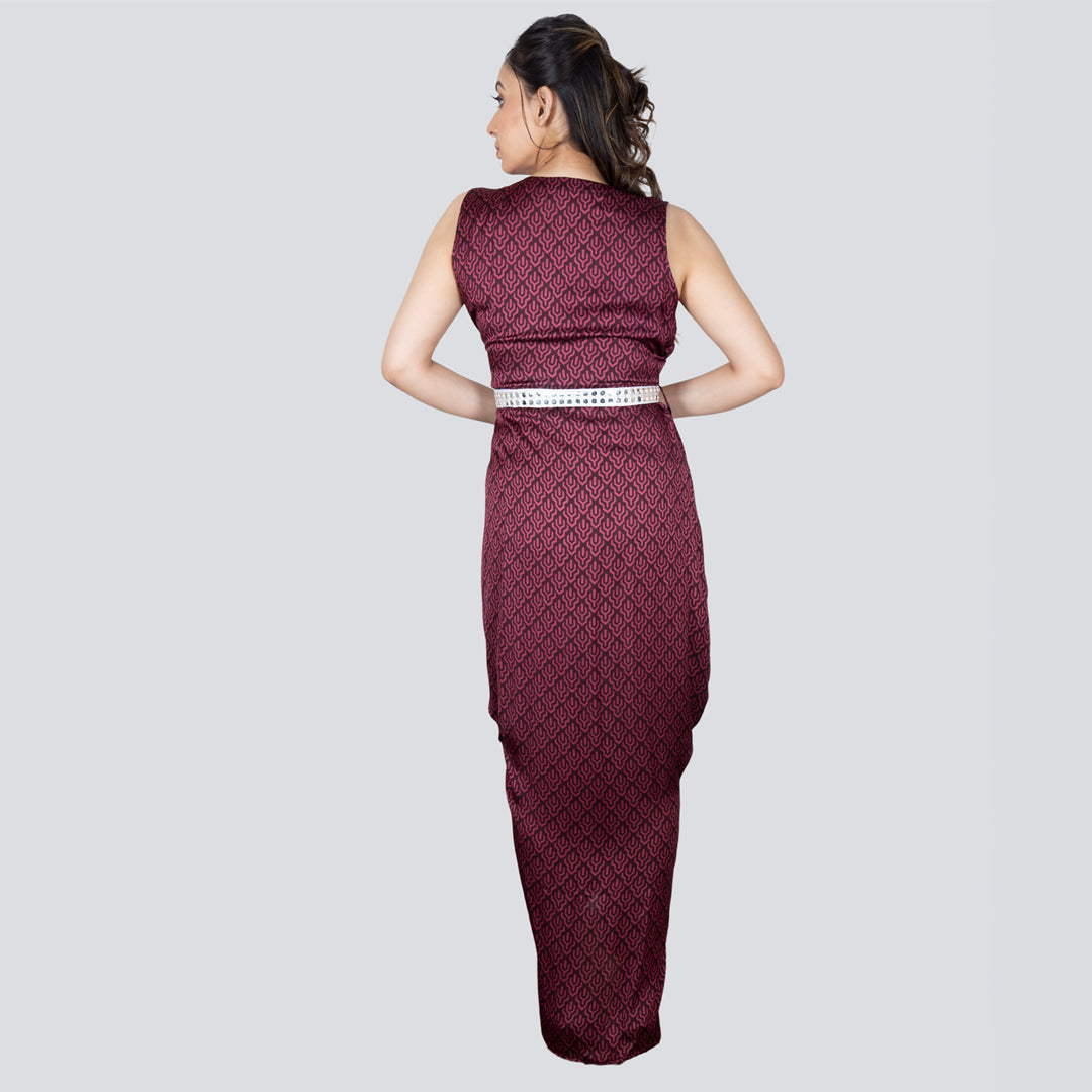 Modal printed long jacket dress