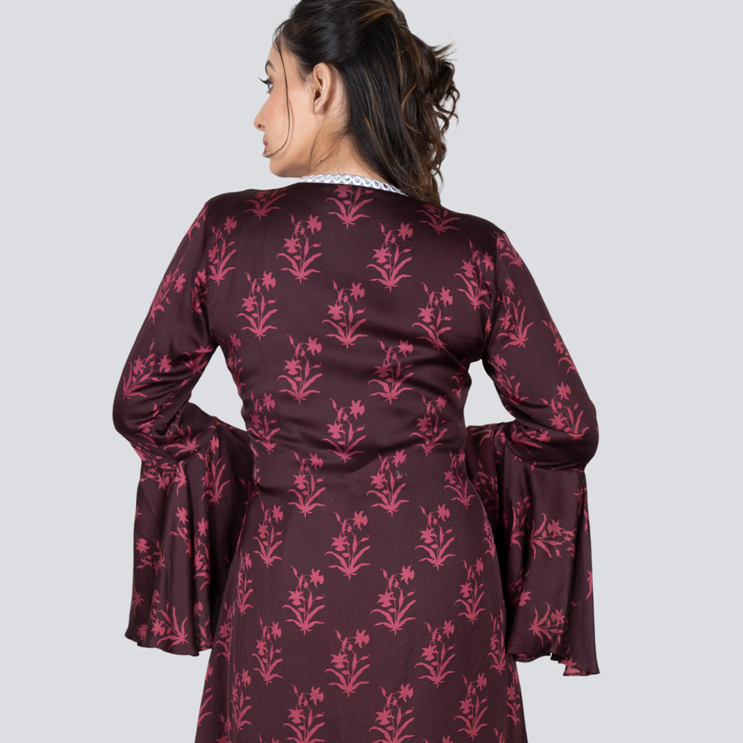 Modal printed long jacket dress