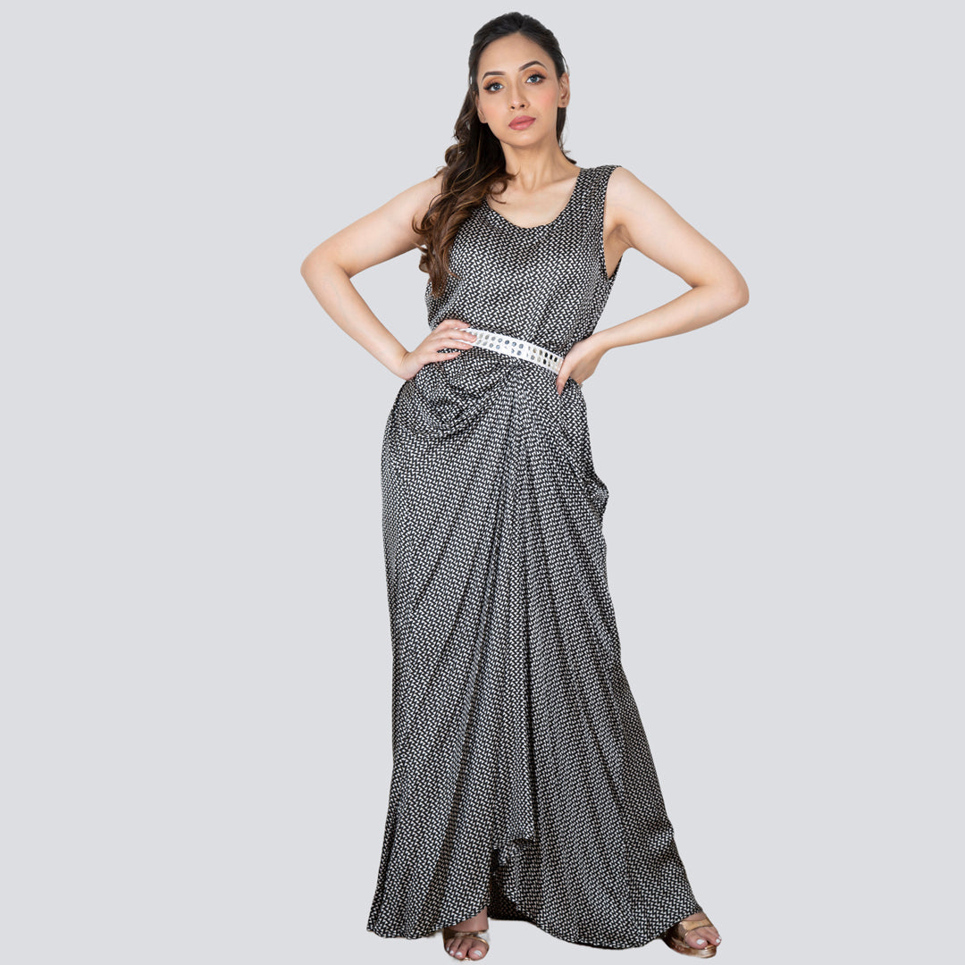 Drape dress with belt