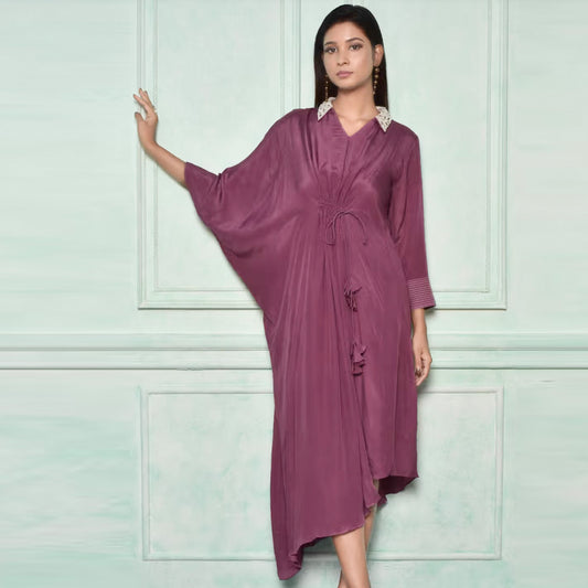 High low dress with embellished collarhigh low dress with embellished collar