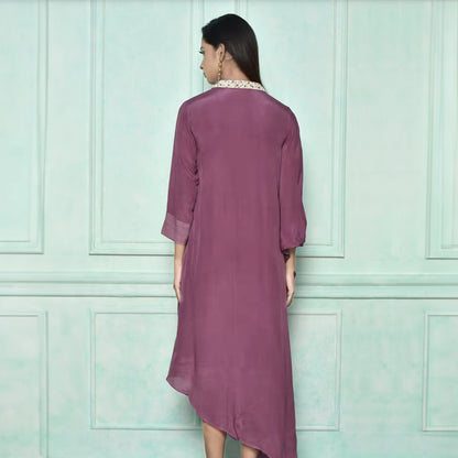 High low dress with embellished collarhigh low dress with embellished collar