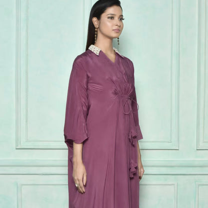 High low dress with embellished collarhigh low dress with embellished collar