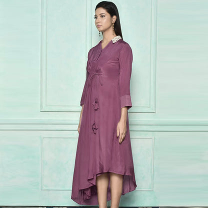 High low dress with embellished collarhigh low dress with embellished collar