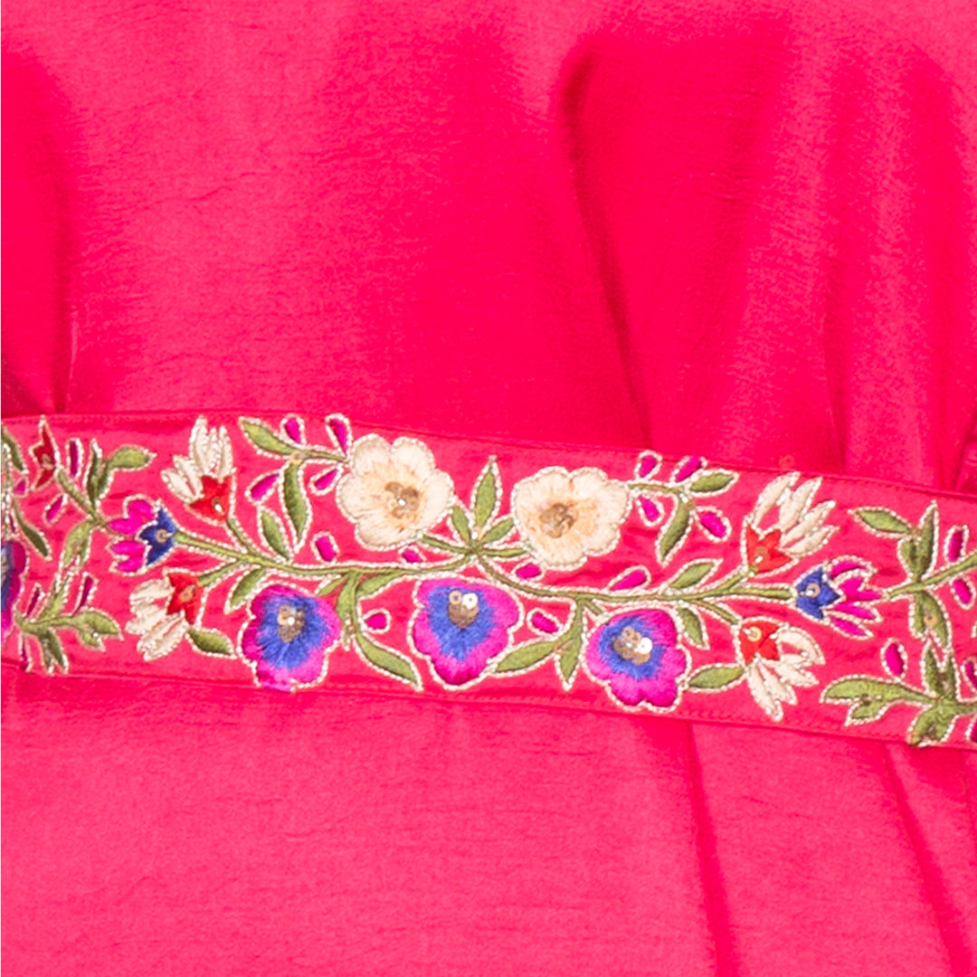 V cut dress with hand work belt